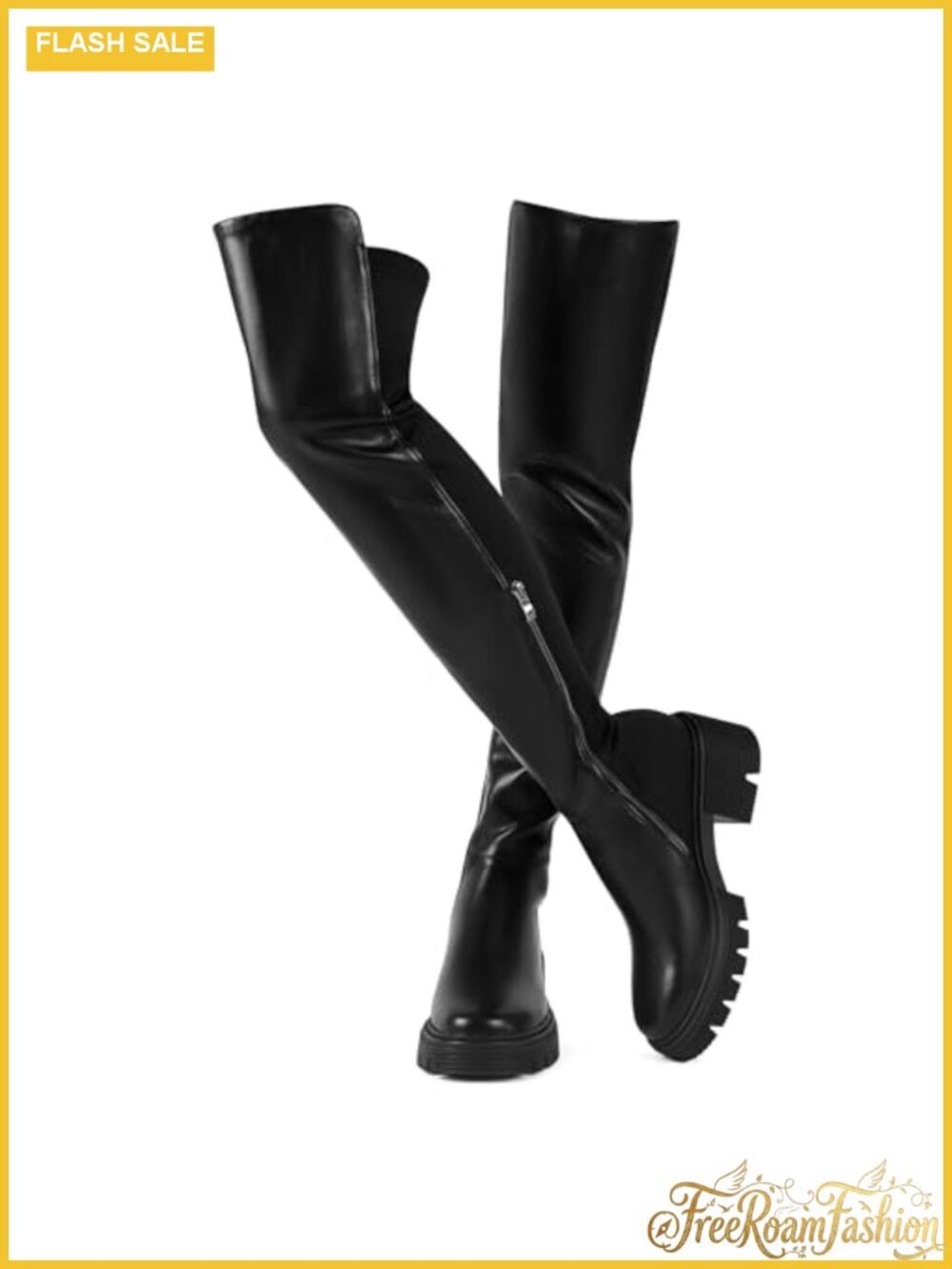 Thigh High Suede Over The Knee Platform Chunky Heel Stretch Boots